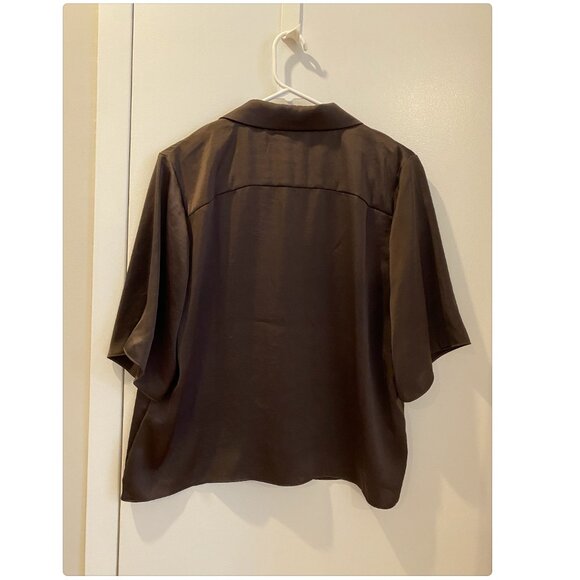 Aritzia Wilfred Beso Shirt | RICH MOCHA BROWN | Size L - Picture 3 of 4